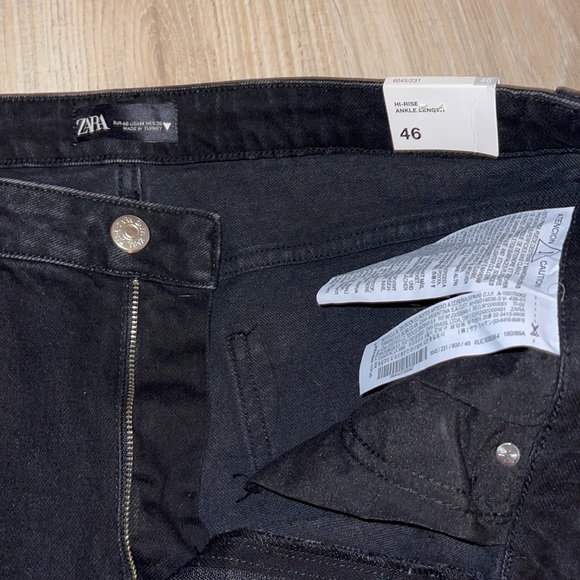 Zara Black Jeans NEW Slim Cut Hi-Rise Ankle Length Size 14 - Picture 9 of 12